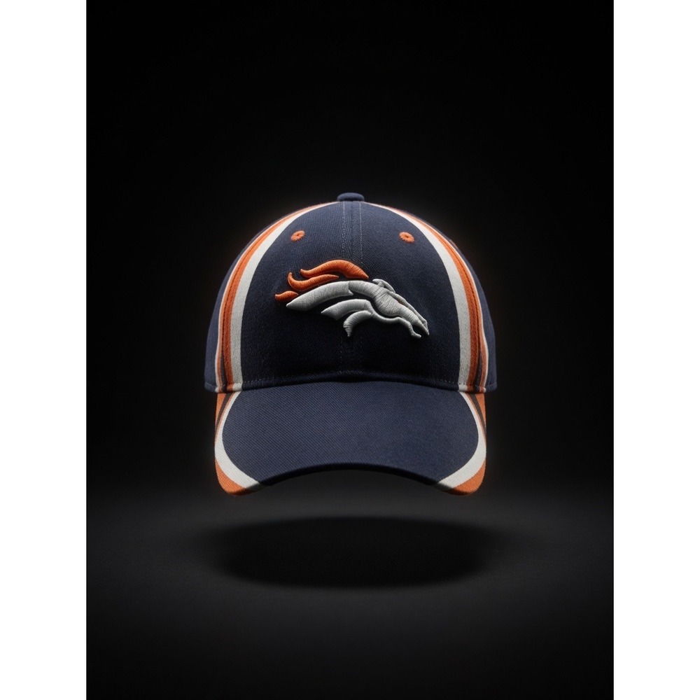 Denver Broncos Reebok NFL Adjustable Strapback Hat Navy Orange White Embroidered